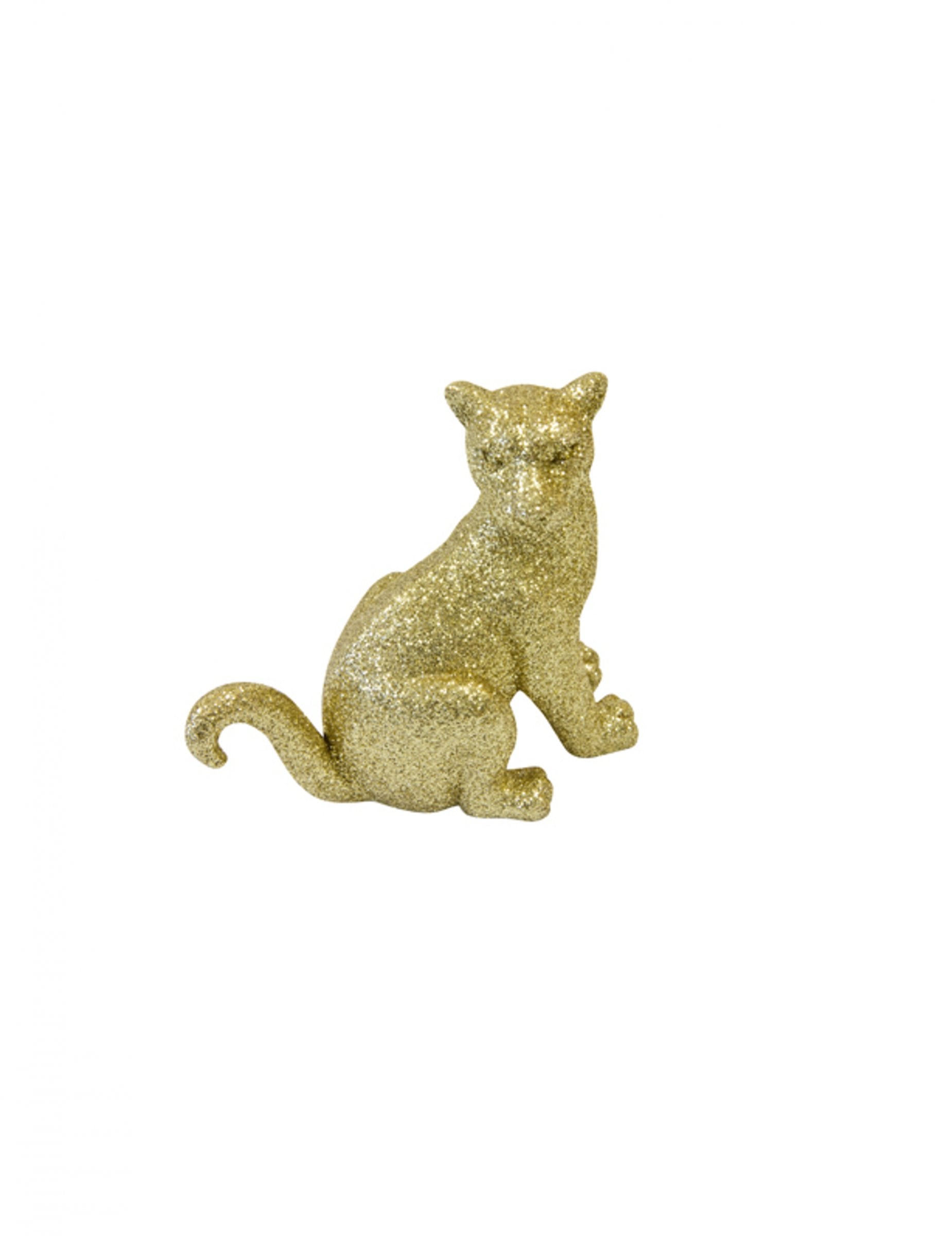Sitzende Panther-Figur aus Kunstharz Gold Glitzer 10 cm Sitzende Panther-Figur aus Kunstharz Gold Glitzer 10 cm von HOBI