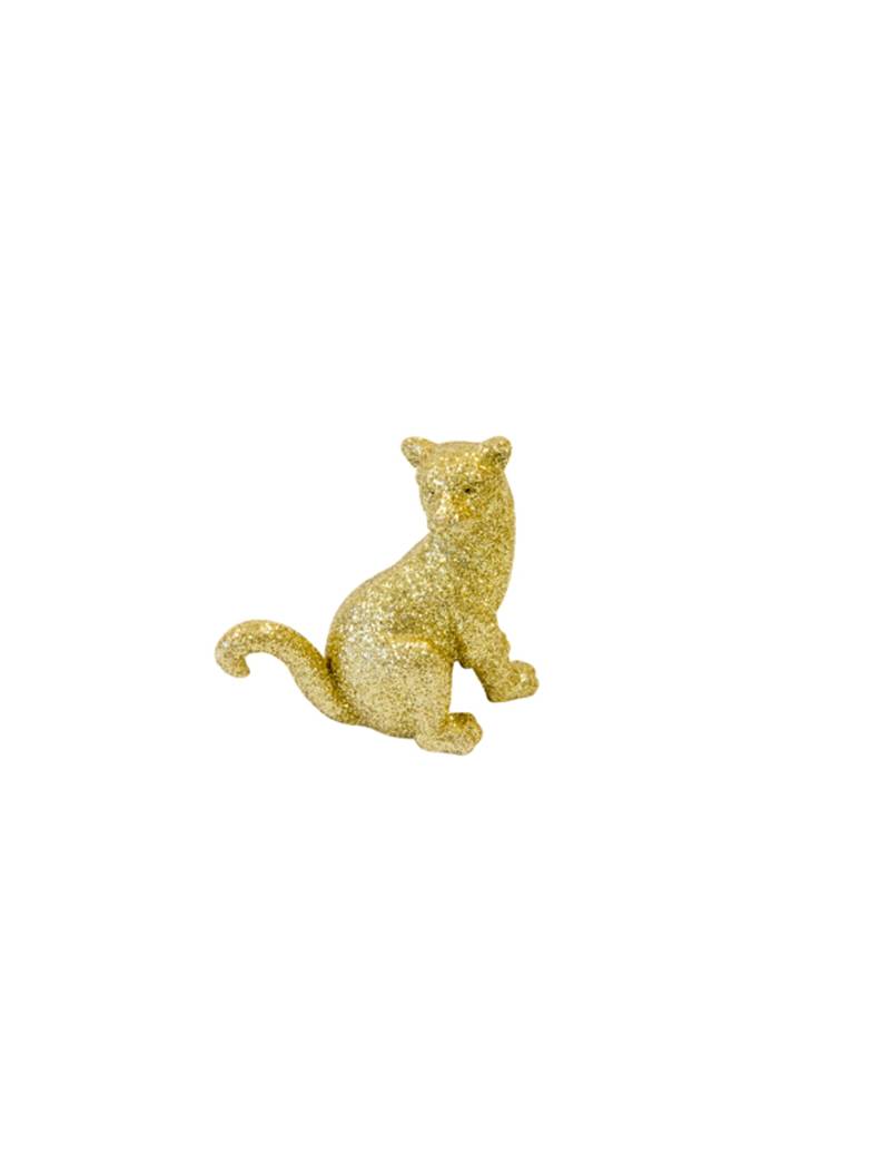 Sitzender Panther aus goldenem Kunstharz 6 cm mit Glitzer Sitzender Panther aus goldenem Kunstharz 6 cm mit Glitzer von HOBI