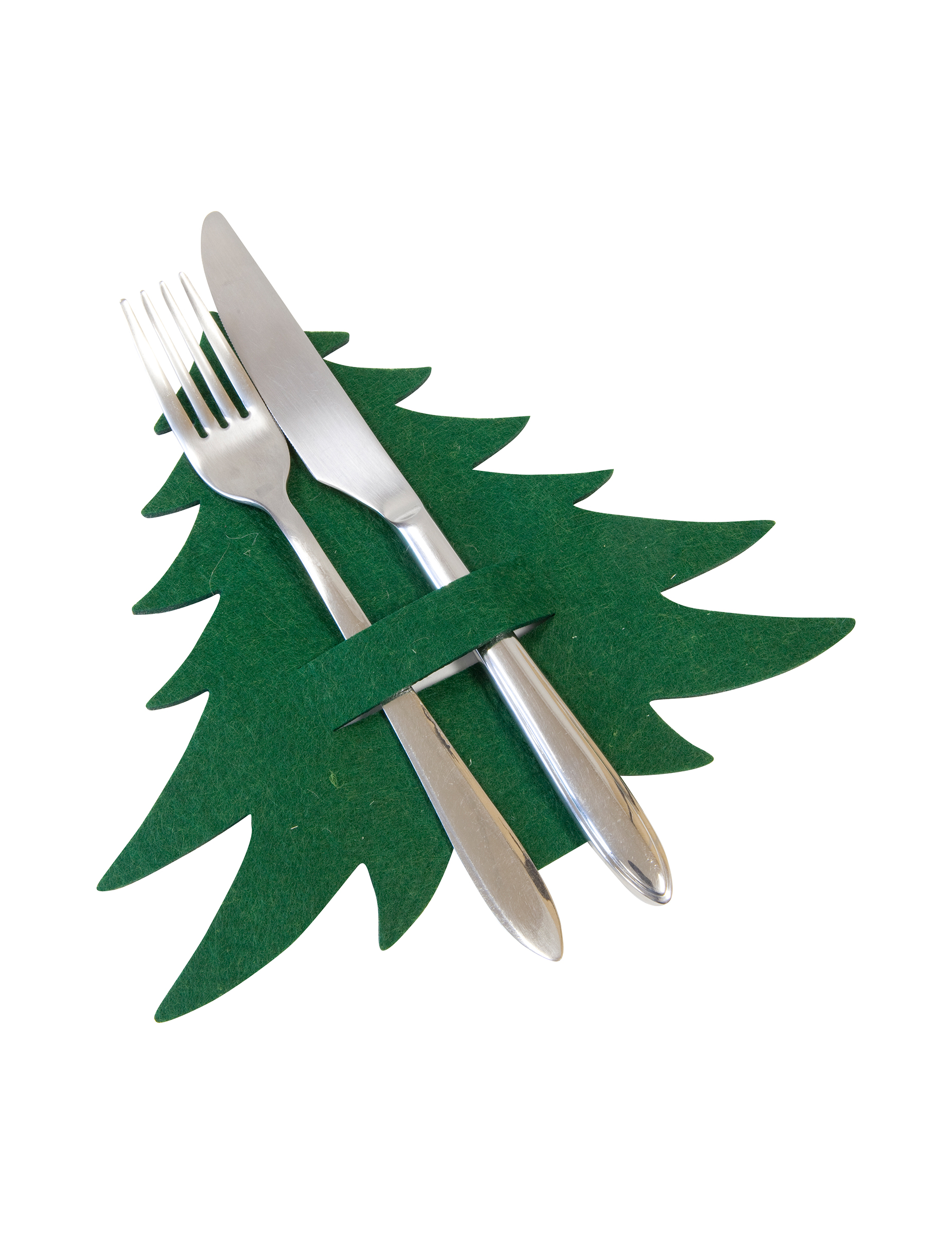 Tannenbaum Besteckhalter aus Filz grün und rot für die Tischdeko Tannenbaum Besteckhalter aus Filz grün und rot für die Tischdeko von HOBI