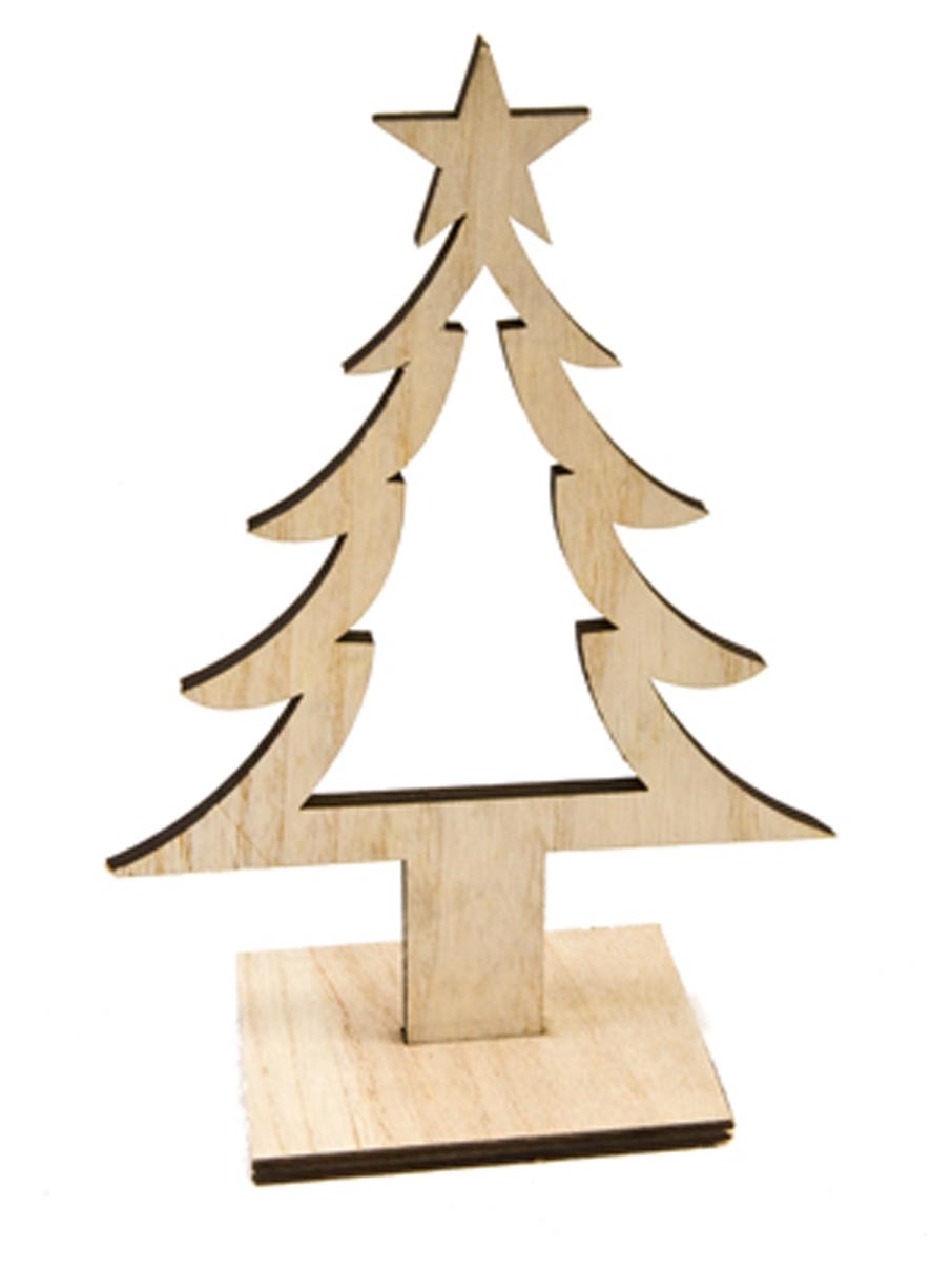 Tannenbaum-Dekoration aus Holz Weihnachtsdeko-Figur braun 25 cm von HOBI