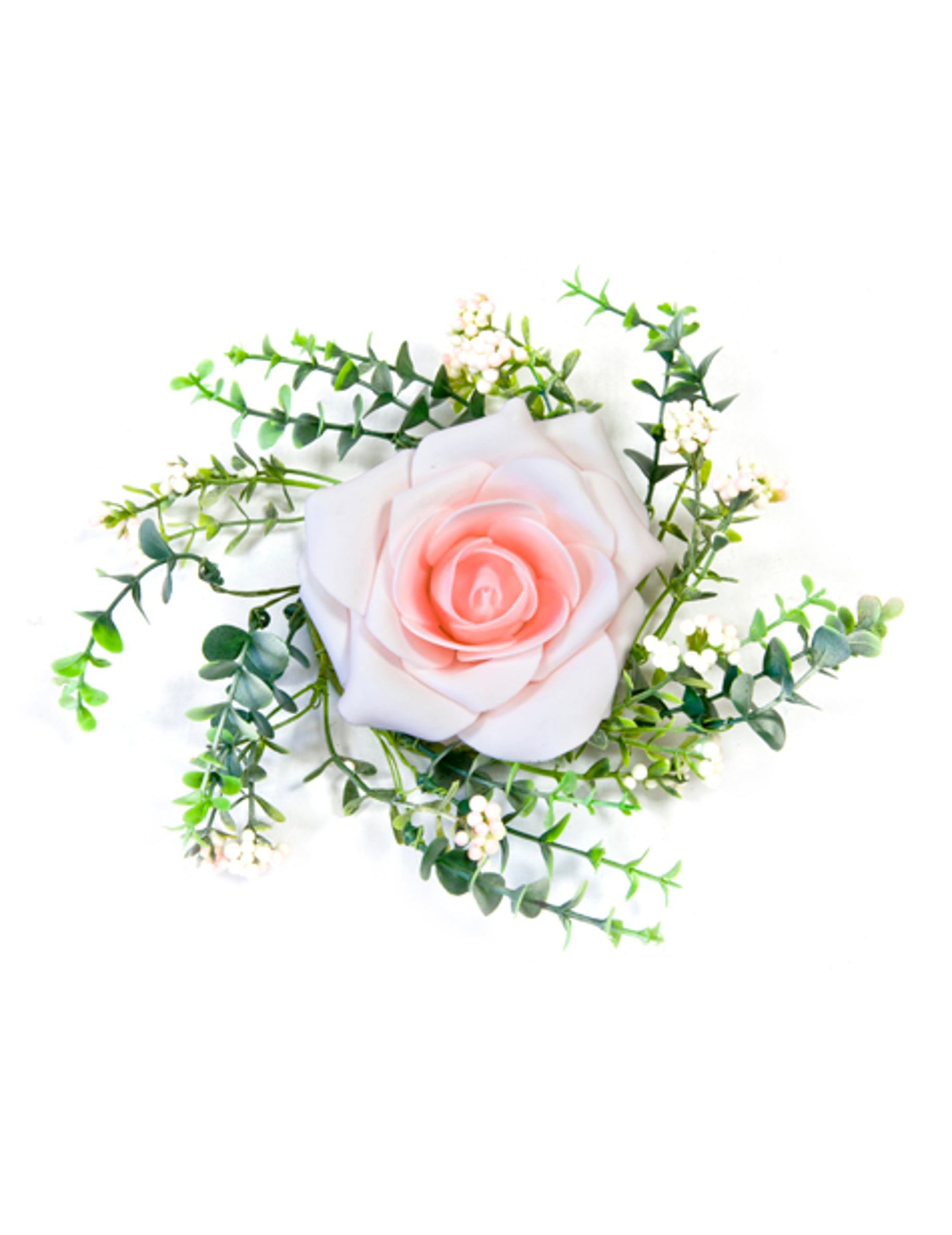 Tischgesteck Rose Rosa mit Blattwerk 18 cm von HOBI