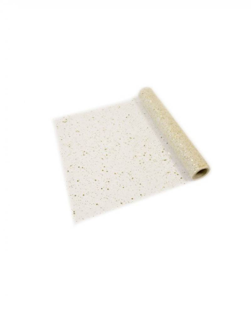 Tischläufer Tüll Gold Glitzer 29 cm x 5 m von HOBI