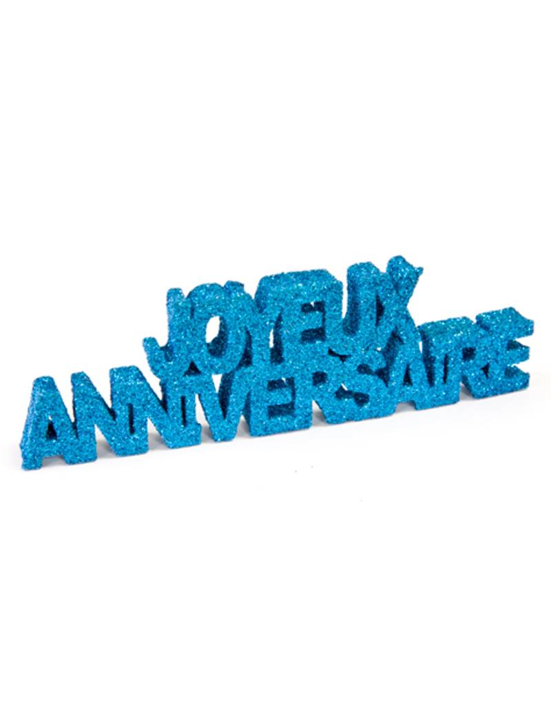 Türkis glitzernde Tischdeko Alles Gute zum Geburtstag 3D 12 x 3,8 x 0,8 cm von HOBI