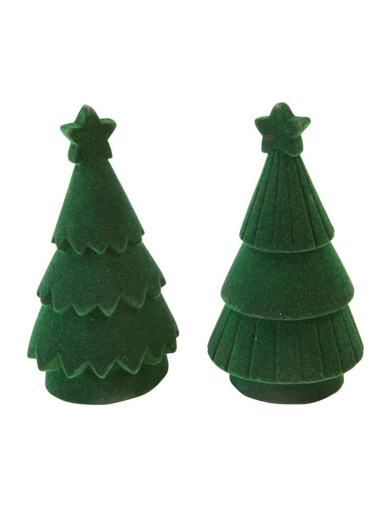 Weihnachtsbaum aus Harz in Samtoptik Grün 11 cm, Tischdeko Weihnachtsbaum aus Harz in Samtoptik Grün 11 cm, Tischdeko von HOBI