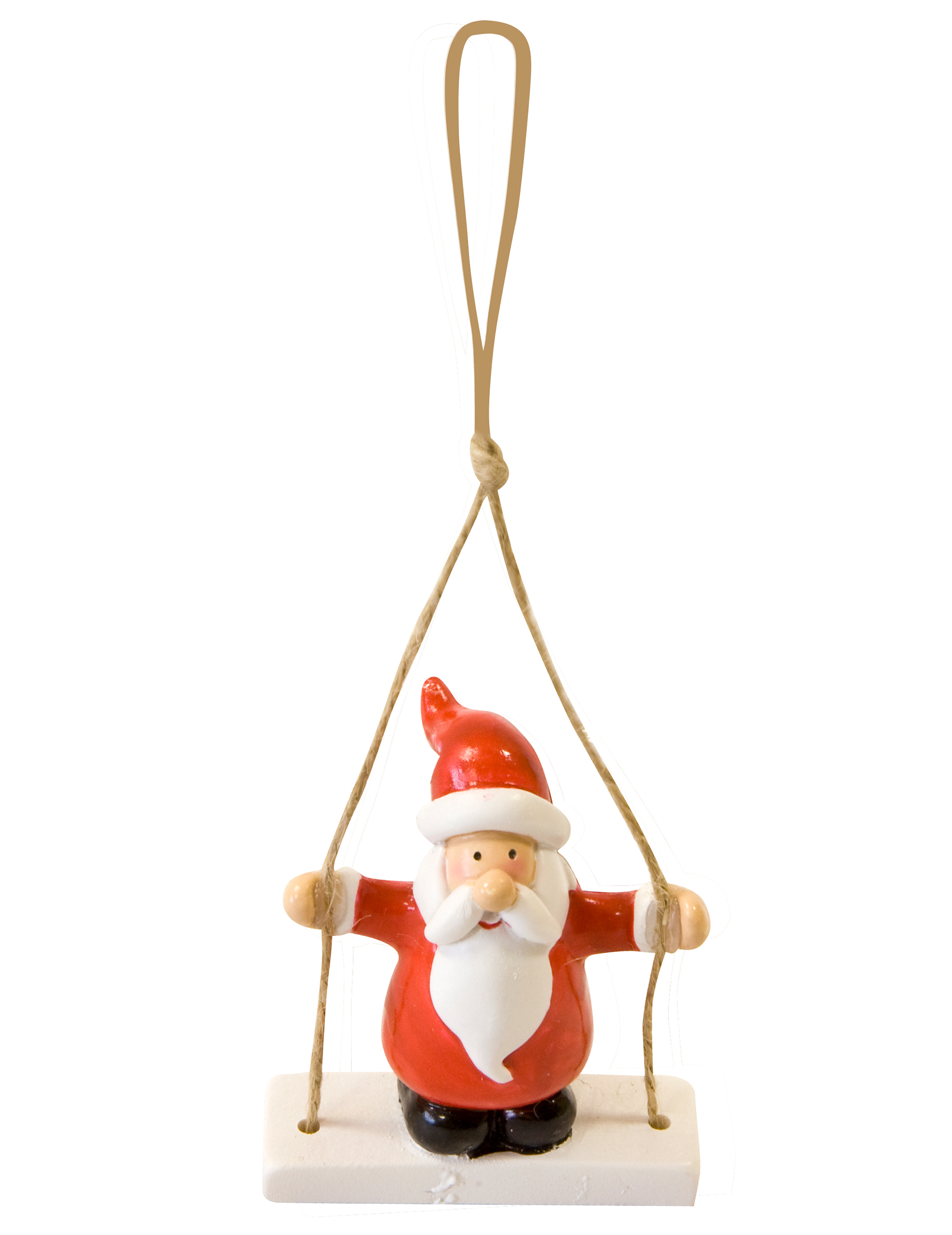 Weihnachtsmann auf Schaukel Christbaumschmuck rot-weiß-braun 7 x 5 x 3 cm von HOBI