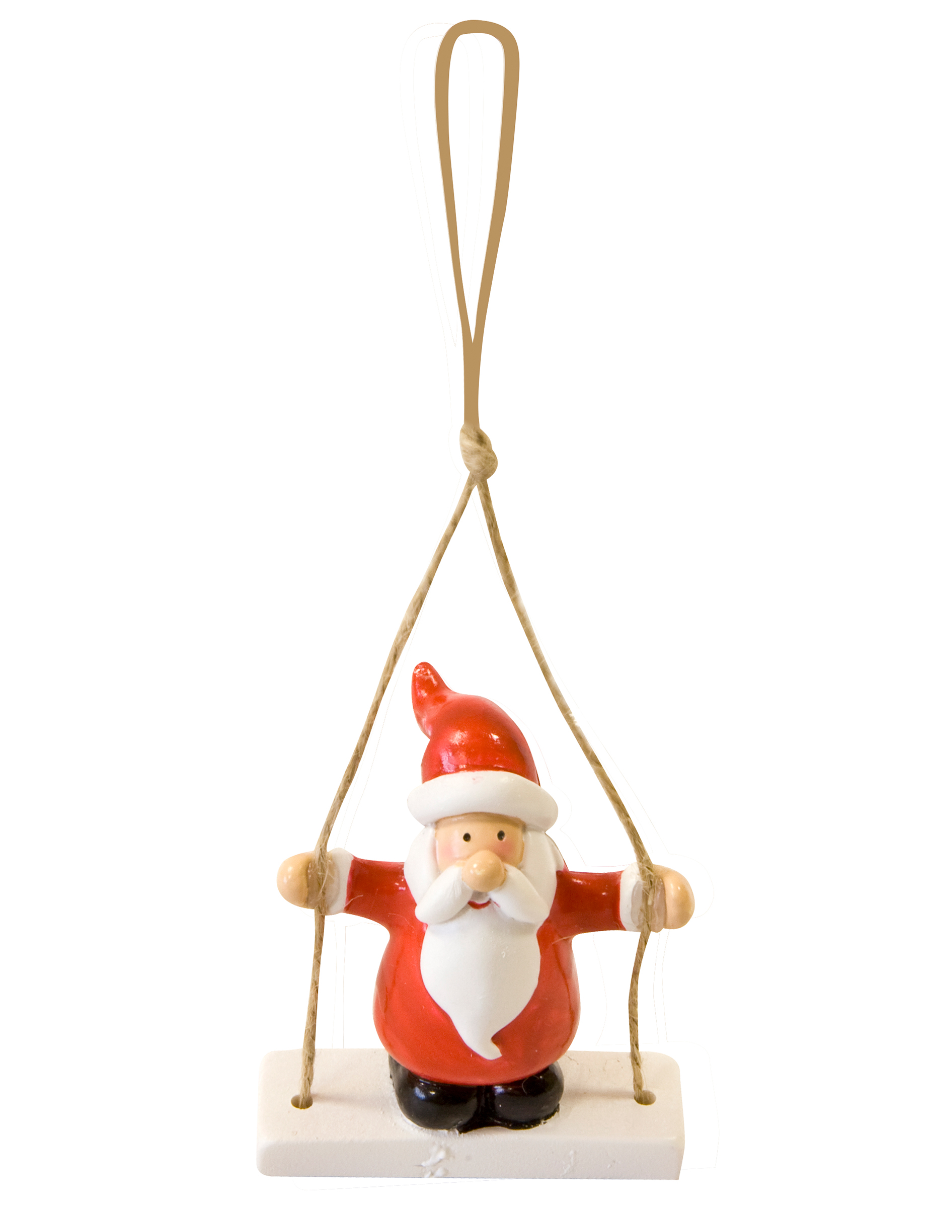Weihnachtsmann auf Schaukel Christbaumschmuck rot-weiß-braun 7 x 5 x 3 cm Weihnachtsmann auf Schaukel Christbaumschmuck rot-weiß-braun 7 x 5 x 3 cm von HOBI