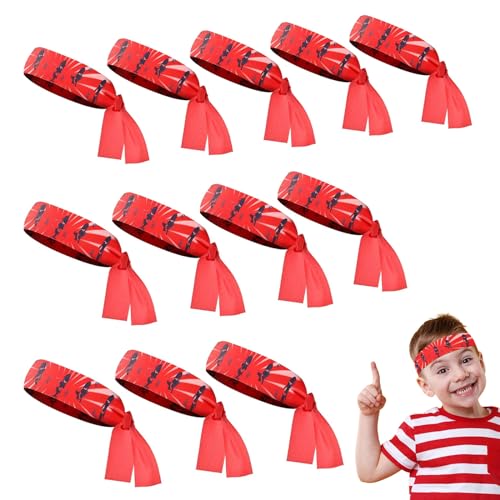 HOBKEY 12er-Pack Ninja-Partygeschenke, Stirnbänder für Karate, Halloween, Geburtstagsparty (Rot) von Guoml