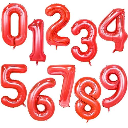 10 Stück 32/40 Zoll Riesenfolien-Zahlenballons Heliumfiguren Hochzeit Erwachsene Kinder Geburtstag Party Dekoration Lieferungen 0-9 Digital von HOCEDO