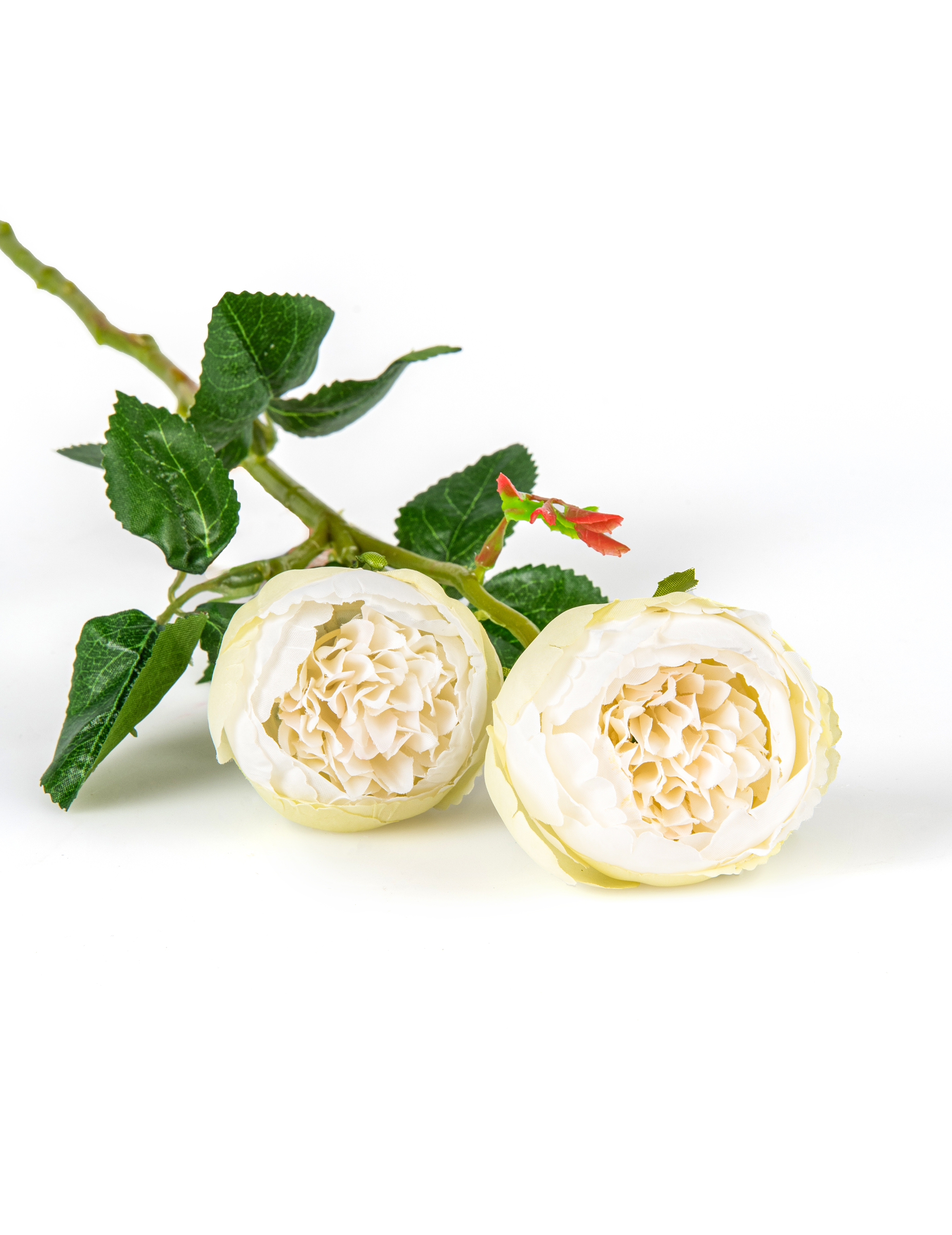 2 künstliche weiße Rosen am Stiel 46 cm 2 künstliche weiße Rosen am Stiel 46 cm von HOGEWONING BV