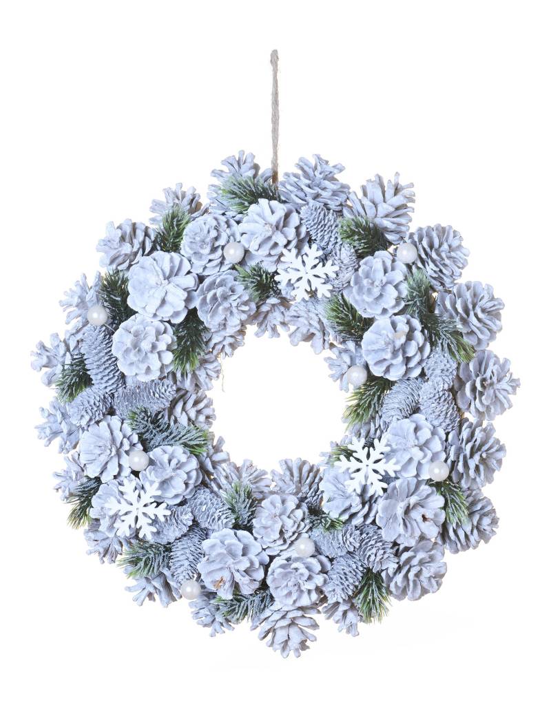 Adventskranz gefrorene Schönheit weiß-grün 35 cm von HOGEWONING BV