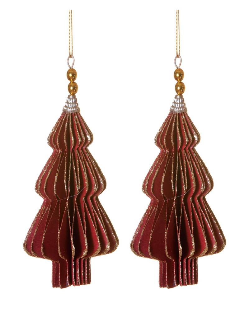 Christbaumschmuck Origami 2 Stück rot-gold 13 cm von HOGEWONING BV
