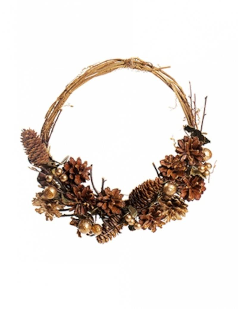 Glitzernder Weihnachtskranz Hängedeko braun-goldfarben 30 cm von HOGEWONING BV