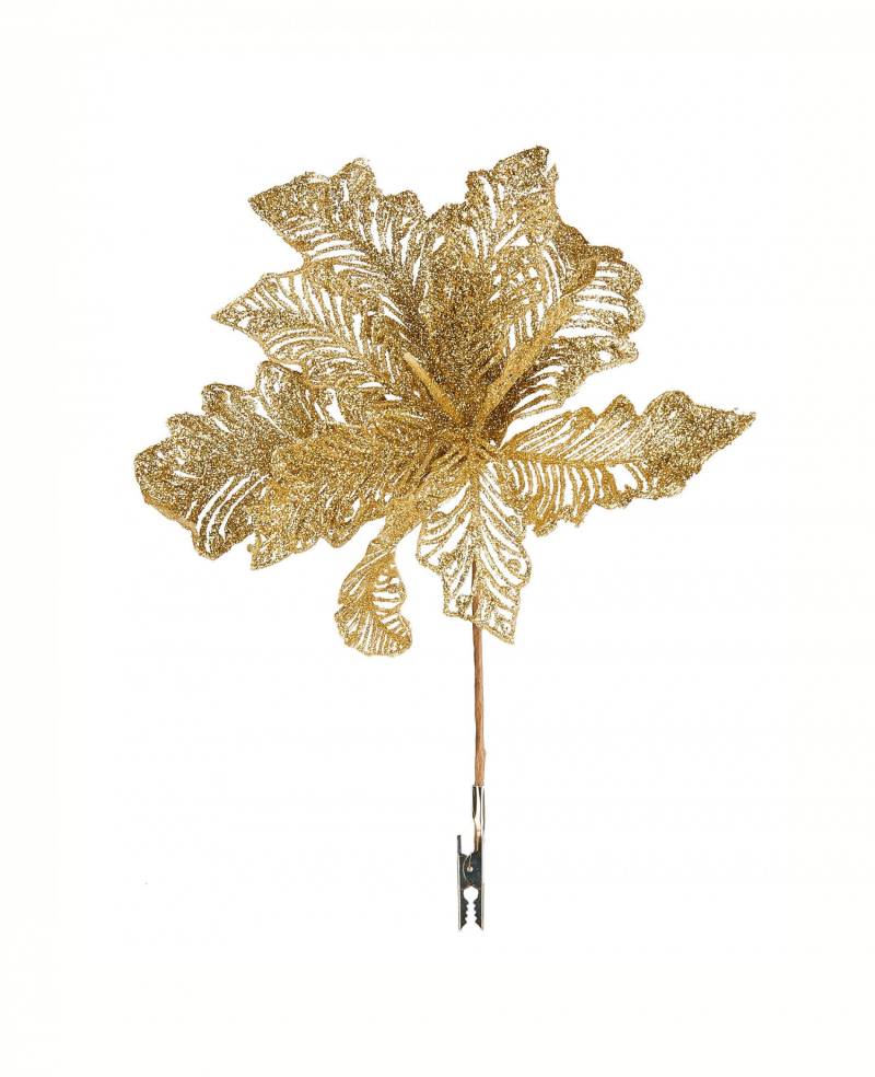 Große Weihnachtsblüte Dekoration für Weihnachten goldfarben 22 cm von HOGEWONING BV