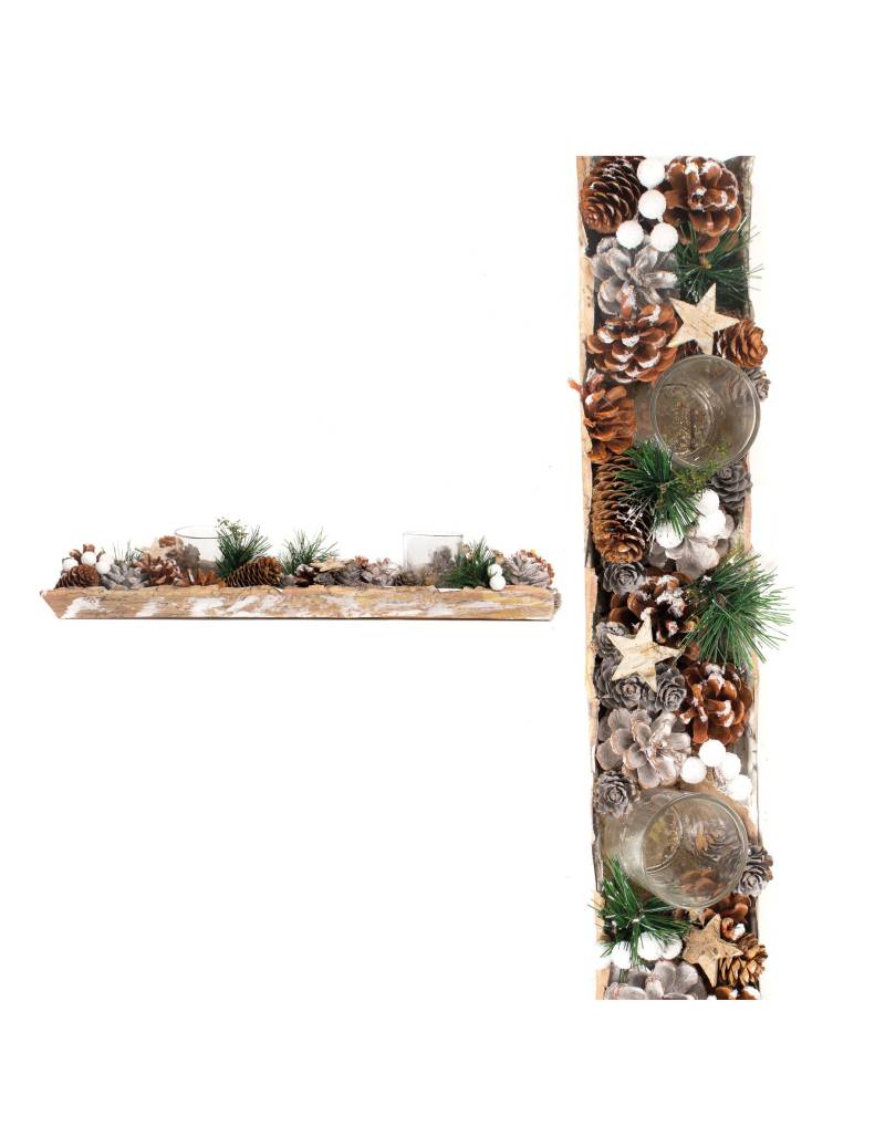 Länglicher Kerzenständer für Weihnachten bunt 45 cm von HOGEWONING BV