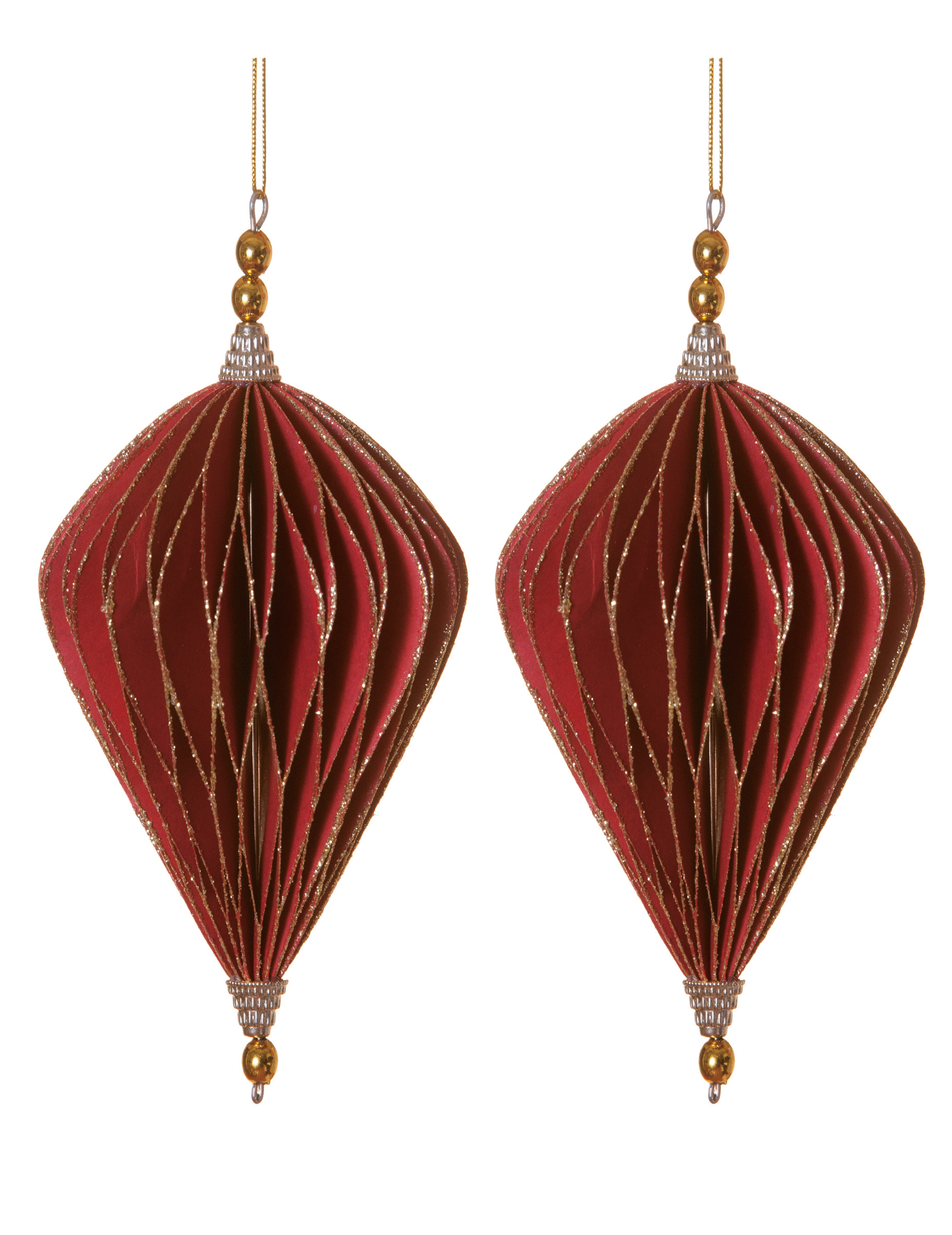 Origami Weihnachts-Aufhänger Rauten 2 Stück rot-goldfarben 13 cm Origami Weihnachts-Aufhänger Rauten 2 Stück rot-goldfarben 13 cm von HOGEWONING BV