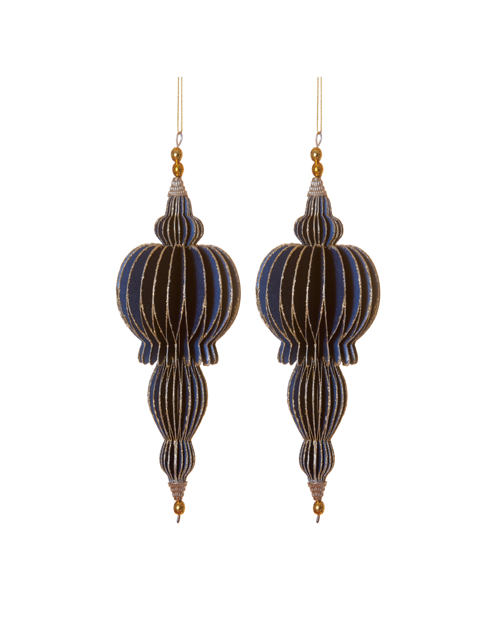 Origami-Weihnachtsbaumschmuck elegant festlich 2 Stück blau-goldfarben 13 cm Origami-Weihnachtsbaumschmuck elegant festlich 2 Stück blau-goldfarben 13 cm von HOGEWONING BV