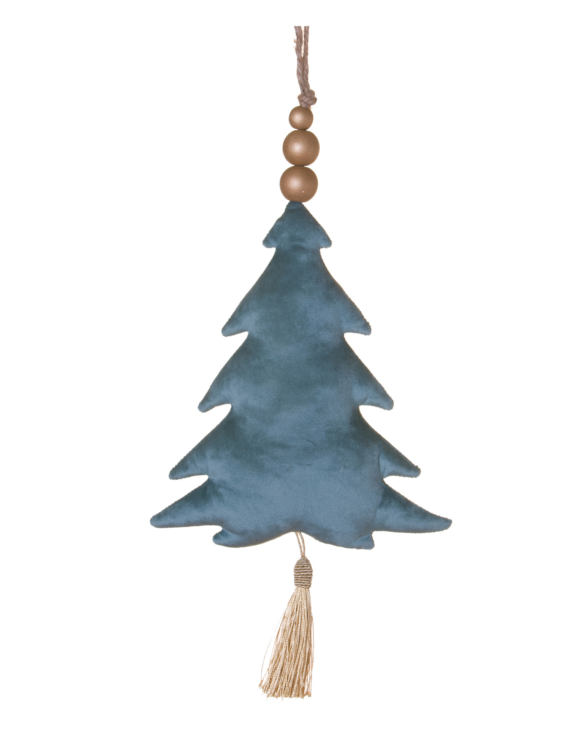 Samtiger Christbaum-Aufhänger aus Velours Weihnachten blau-goldfarben 22 cm Samtiger Christbaum-Aufhänger aus Velours Weihnachten blau-goldfarben 22 cm von HOGEWONING BV