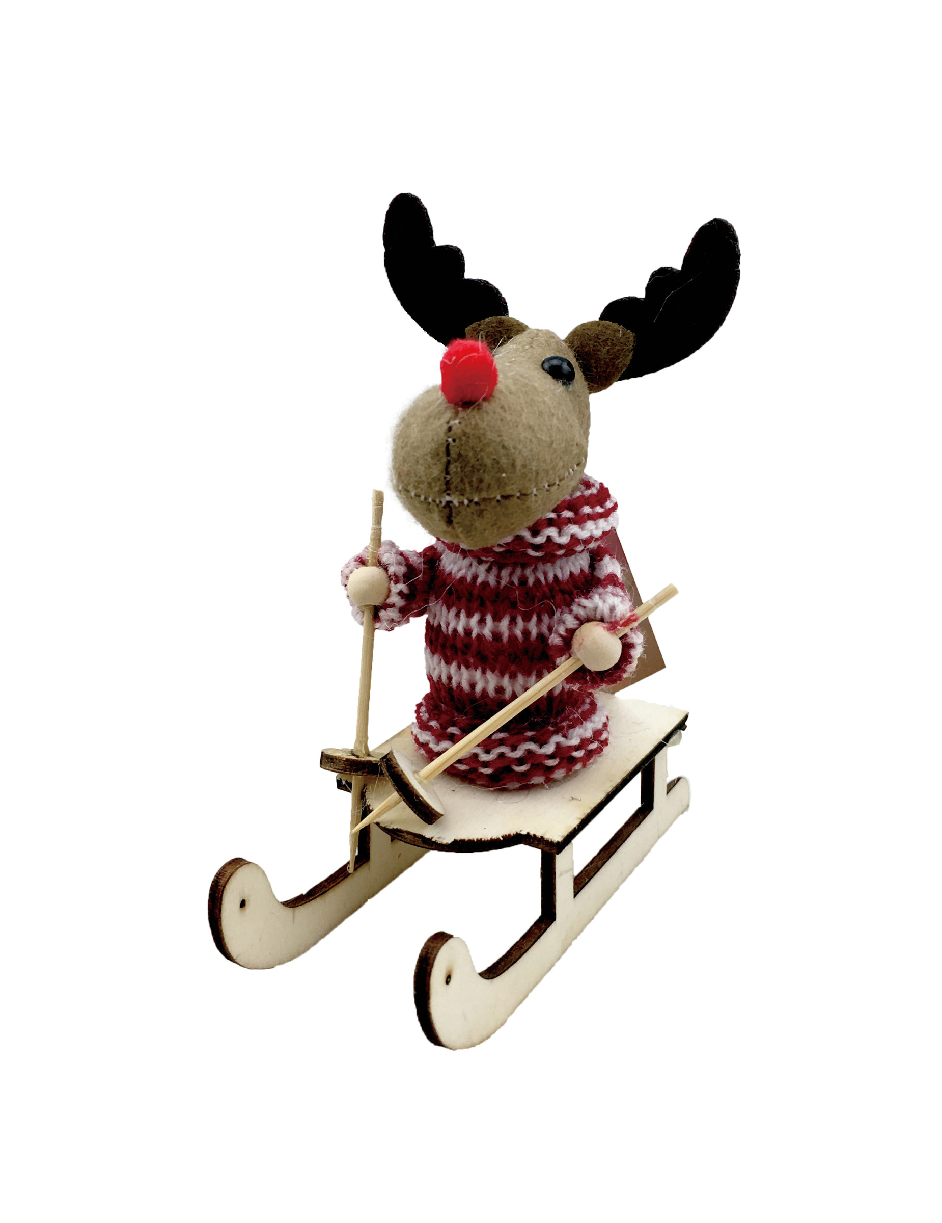 Schlittenfahrendes Rentier Weihnachtsschmuck Dekofigur bunt 12 cm Schlittenfahrendes Rentier Weihnachtsschmuck Dekofigur bunt 12 cm von HOGEWONING BV