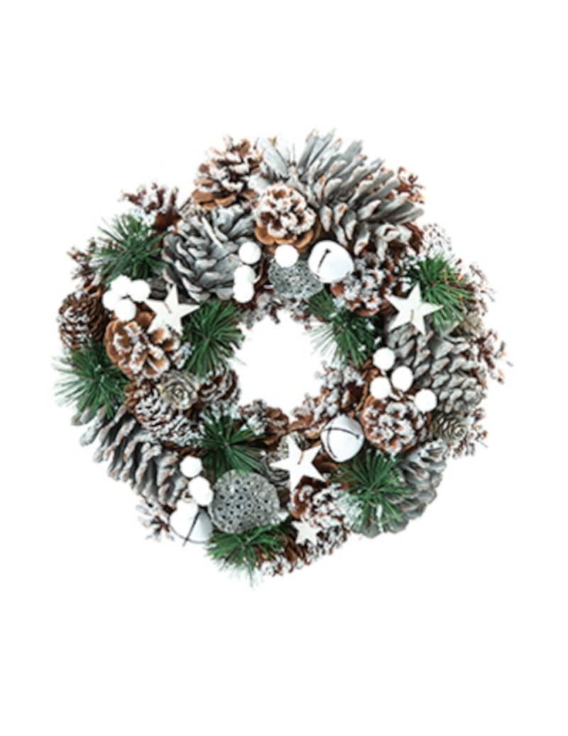 Schneebedeckter Adventskranz bunt 30 cm von HOGEWONING BV