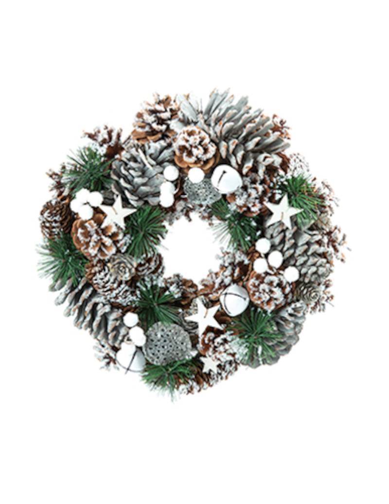 Schneebedeckter Adventskranz bunt 30 cm von HOGEWONING BV