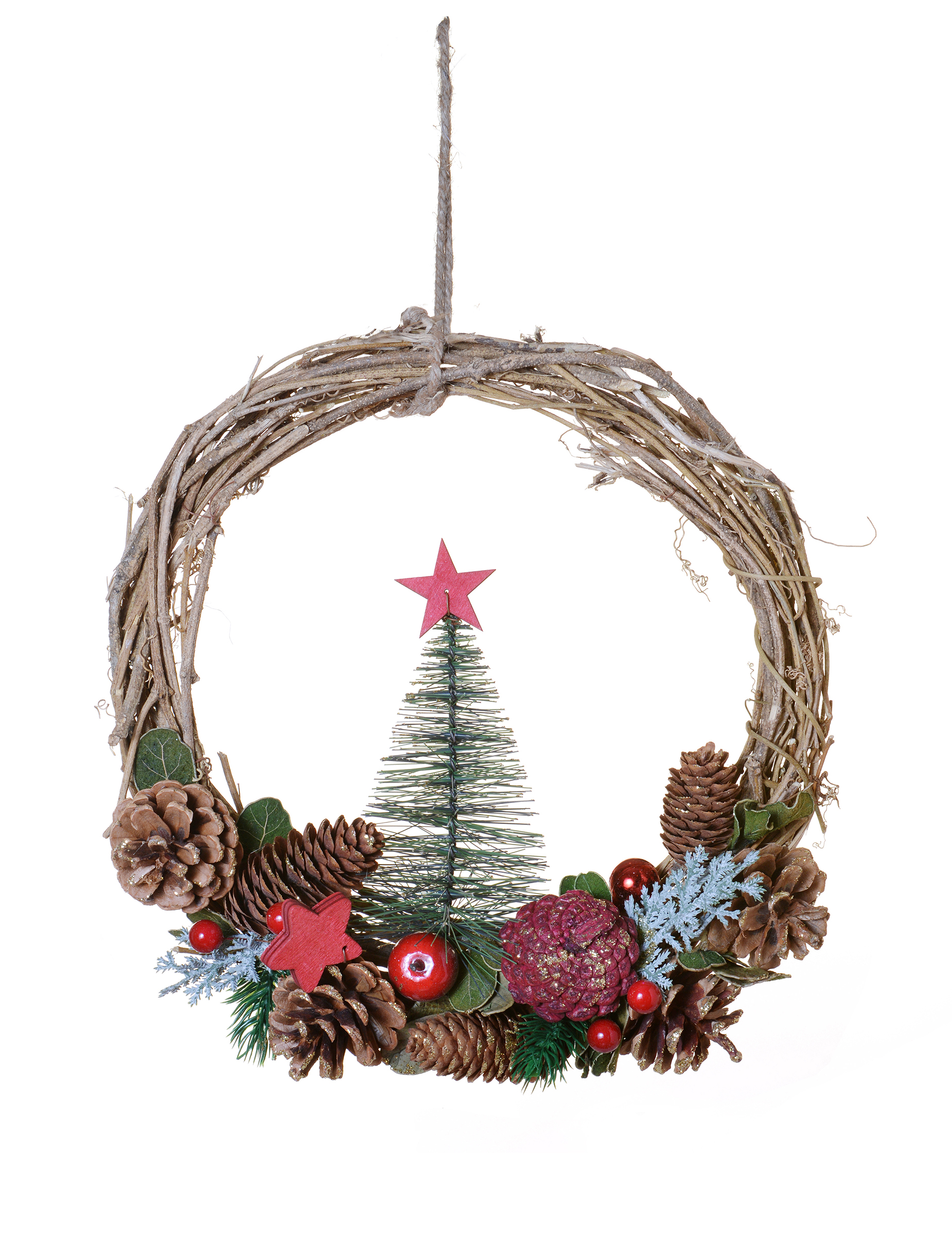 Tannenbaum-Hängekranz Weihnachts-Hängedeko bunt 35 cm Tannenbaum-Hängekranz Weihnachts-Hängedeko bunt 35 cm von HOGEWONING BV