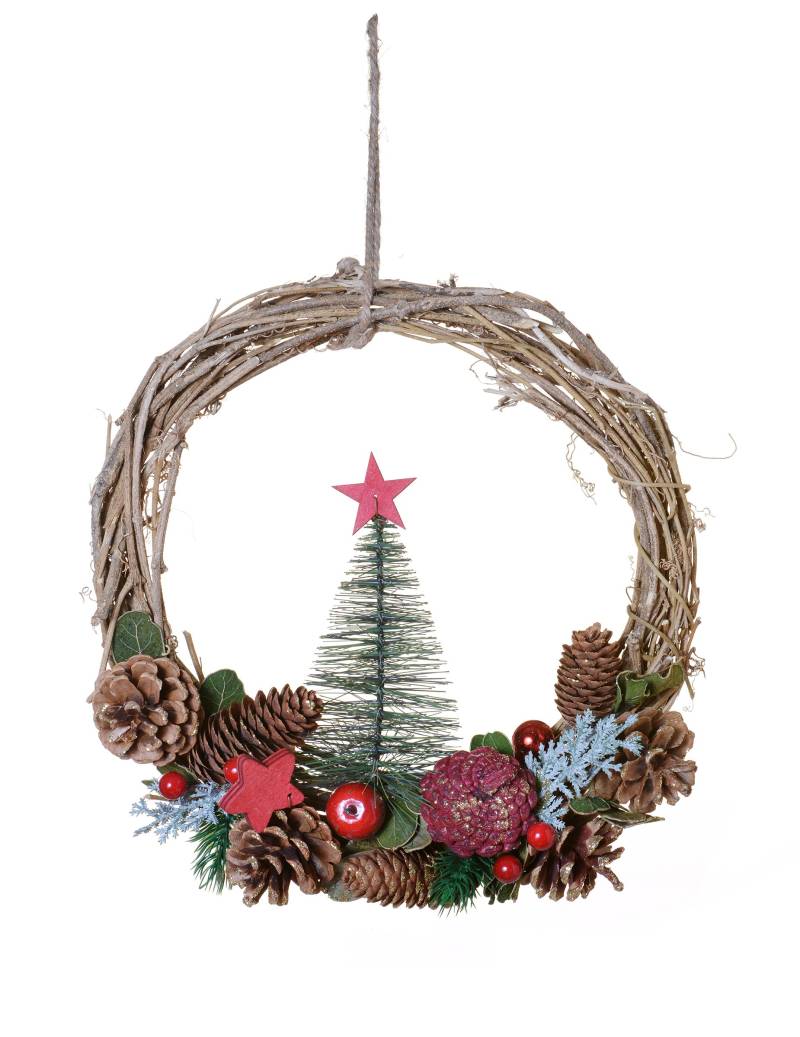 Tannenbaum-Hängekranz Weihnachts-Hängedeko bunt 35 cm von HOGEWONING BV