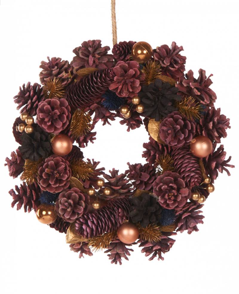 Weihnachten-Türkranz braun-rosa von HOGEWONING BV