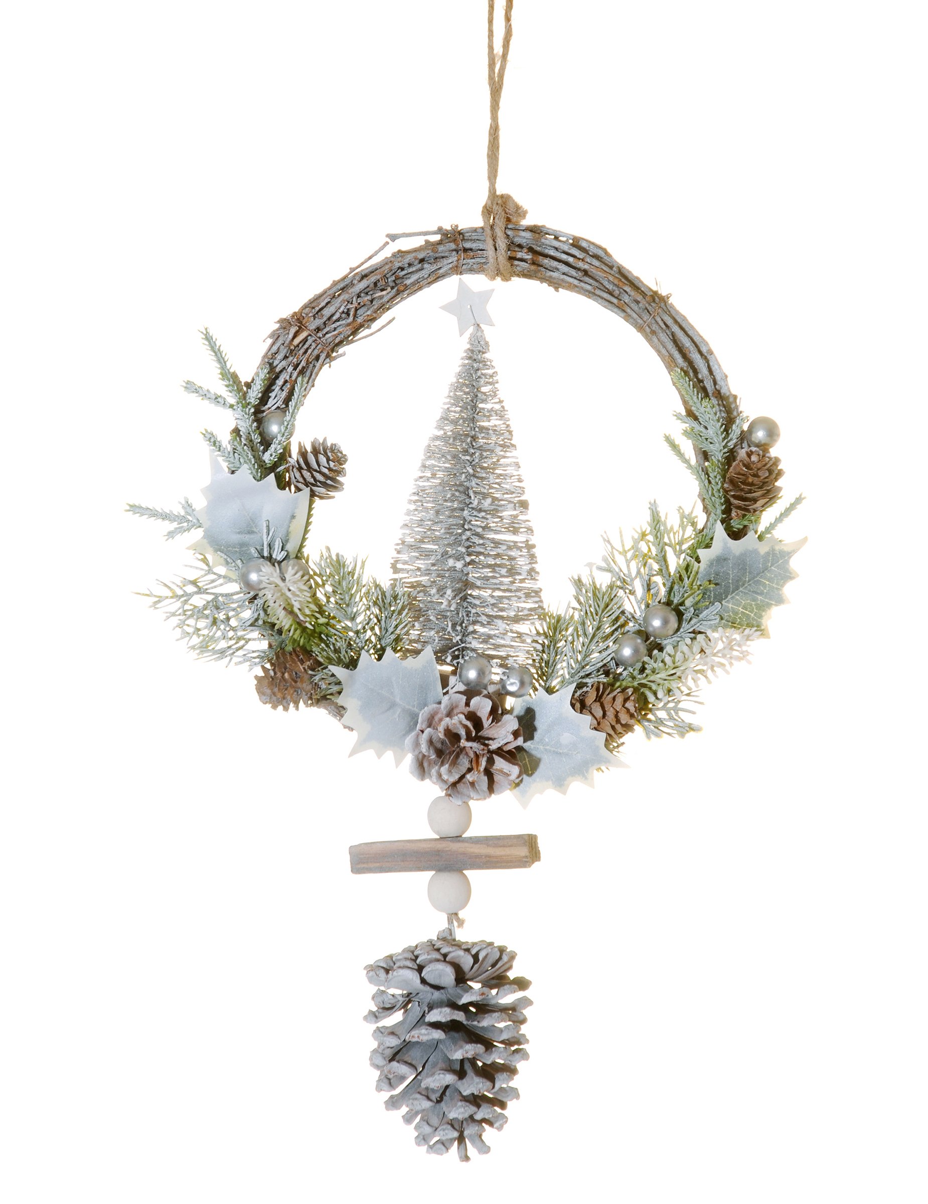 Weihnachten-Türkranz mit Baum und Tannenzapfen 39 cm von HOGEWONING BV