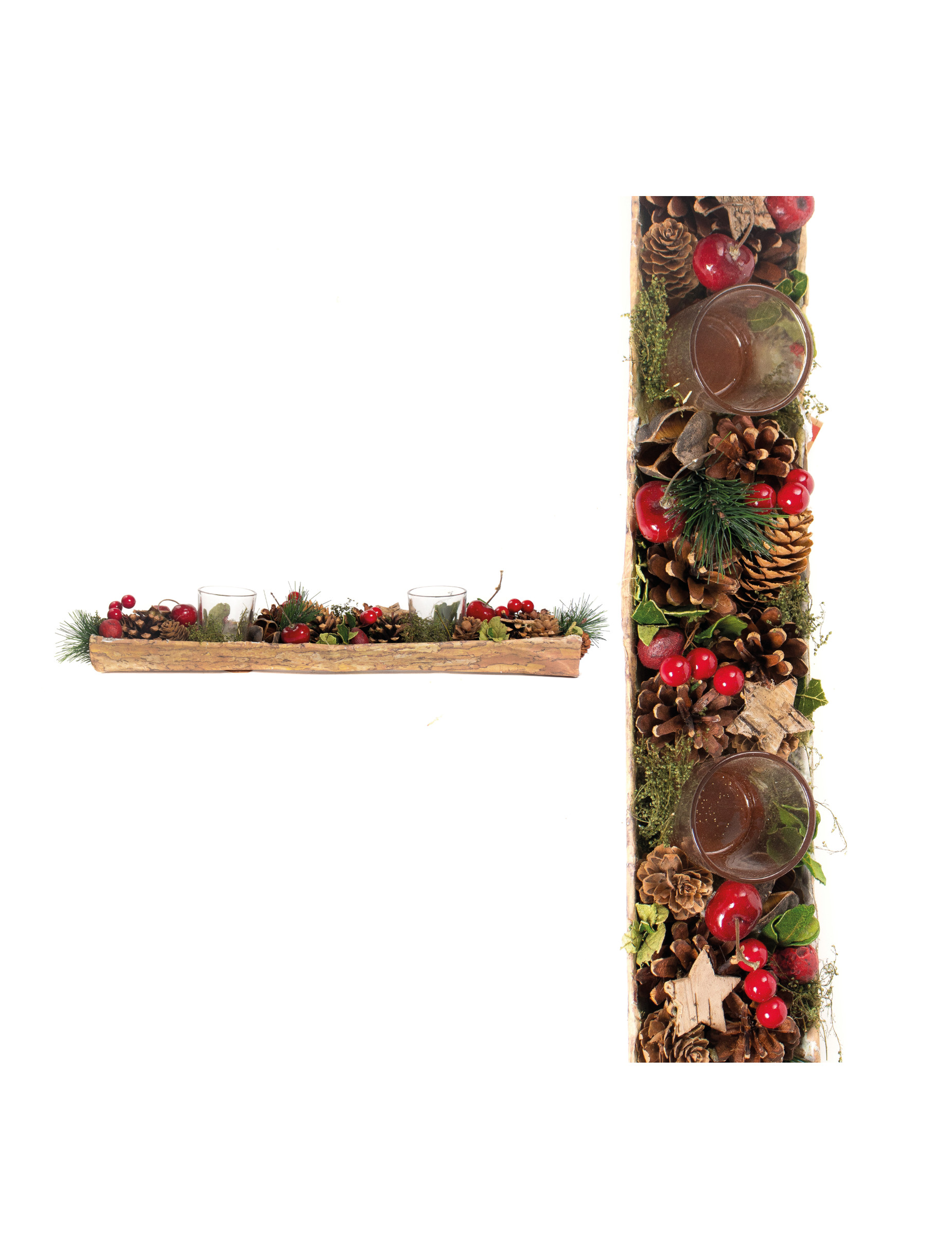 Weihnachtliche Kerzen-Tischdeko braun-rot-grün 45 cm Weihnachtliche Kerzen-Tischdeko braun-rot-grün 45 cm von HOGEWONING BV