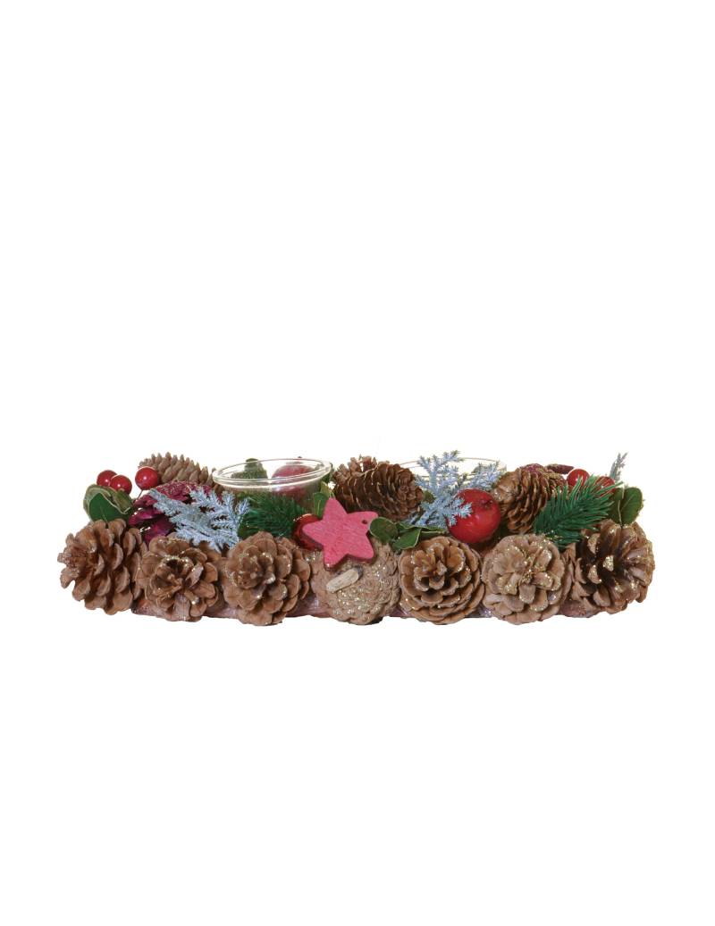 Weihnachtlicher Kerzenständer Waldbeeren bunt 30 cm von HOGEWONING BV