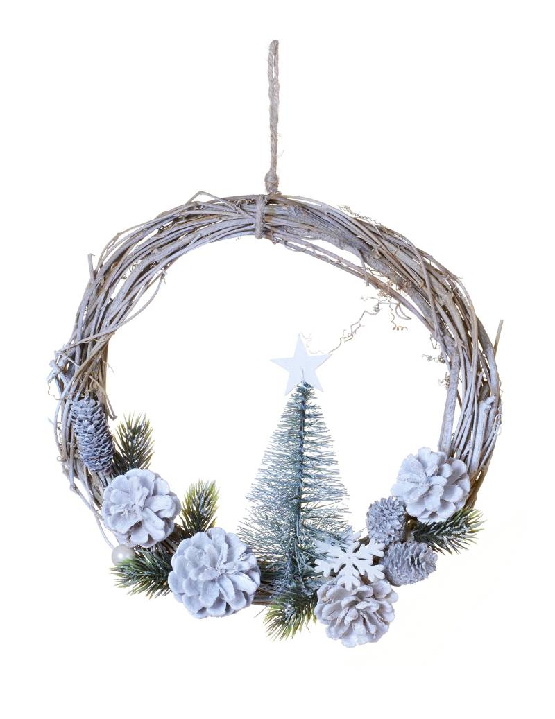 Weihnachtlicher Türkranz weiss 28 cm von HOGEWONING BV