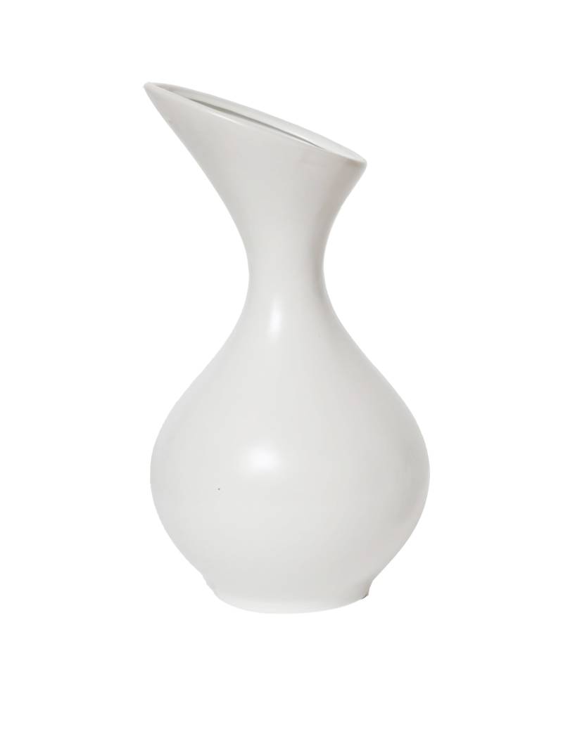 Weiße Keramikvase 20 cm - asymmetrisch abgerundet Weiße Keramikvase 20 cm - asymmetrisch abgerundet von HOGEWONING BV