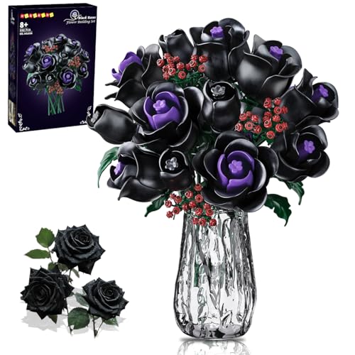 HOGOKIDS Blume Schwarz Rose Bouquet Baukasten für Liebhaber Freundin Frauen Mädchen 8+ von HOGOKIDS