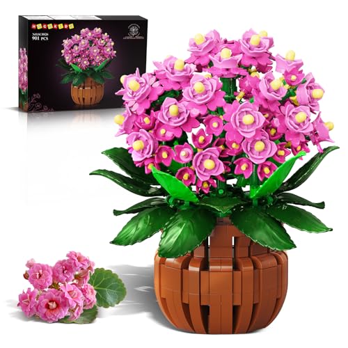 HOGOKIDS Blumen Kalanchoe Bonsai Bauset - 901 Teiles Künstliche Bonsai Bausteine Botanische Heimdekoration Ausstellung Blume Bauspielzeug Muttertag Geburtstagsgeschenk für Erwachsene Teens Frauen 12+ von HOGOKIDS