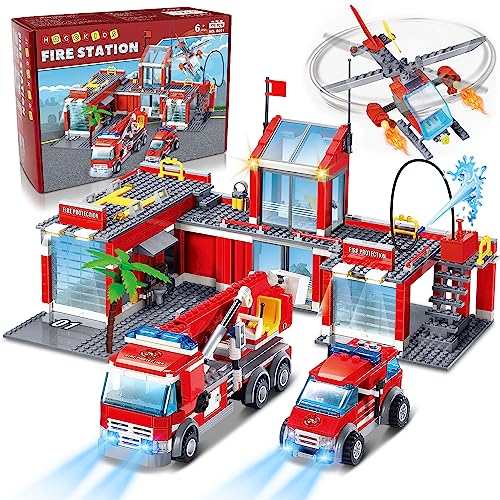 HOGOKIDS City Feuerwache Bausteine Spielzeug - 775 Teilige Fire Rescue Helicopter Spielzeugset Krankenwagen Feuerwehrauto LKW Bauklötze Geschenk für Kinder Jungen Mädchen Alter 6 7 8 9 10 11+ Jahren HOGOKIDS City Feuerwache Bausteine Spielzeug - 775 Teilige Fire Rescue Helicopter Spielzeugset Krankenwagen Feuerwehrauto LKW Bauklötze Geschenk für Kinder Jungen Mädchen Alter 6 7 8 9 10 11+ Jahren von HOGOKIDS