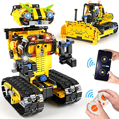 HOGOKIDS Technik Ferngesteuert Roboter für Kinder - 730 Stücke 2-in-1 Bulldozer mit App Programmierbare Bauspielzeug | Geburtstags Geschenk für 8 9 10 11 12+ Jahre alte Jungen Mädchen von HOGOKIDS