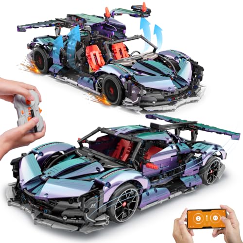 HOGOKIDS Technik Ferngesteuerter Auto Bauspielzeug - 1:10 Skala 2.4 GHz Rechargeable Drift Racing Car 2,443 Teile Rennauto Bausatz Modellauto Für Kinder Jungen Erwachsene Sammlermodell Geschenke von HOGOKIDS