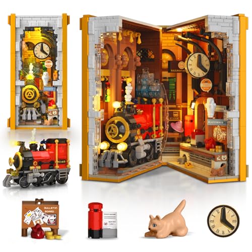 HOGOKIDS Magischer Bahnhof Book Nook Bauspielzeug Set mit LED, 1300 Pcs Buchstützen-Bausteinsatz für Bücherregal, Heimdekoration, DIY Booknook Geschenke für Erwachsene, Jungen Mädchen ab 8 Jahren HOGOKIDS Magischer Bahnhof Book Nook Bauspielzeug Set mit LED, 1300 Pcs Buchstützen-Bausteinsatz für Bücherregal, Heimdekoration, DIY Booknook Geschenke für Erwachsene, Jungen Mädchen ab 8 Jahren von HOGOKIDS
