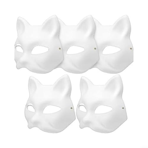 HOHOVYVY Masken Zum Bemalen Kinder Tiermasken Katzenmasken 6 Stück Unbemalte Katzen-Gesichtsmaske Weiße Papiermaske Mit Pelzigem Besatz Gefilztes Tuch HOHOVYVY Masken Zum Bemalen Kinder Tiermasken Katzenmasken 6 Stück Unbemalte Katzen-Gesichtsmaske Weiße Papiermaske Mit Pelzigem Besatz Gefilztes Tuch von HOHOVYVY