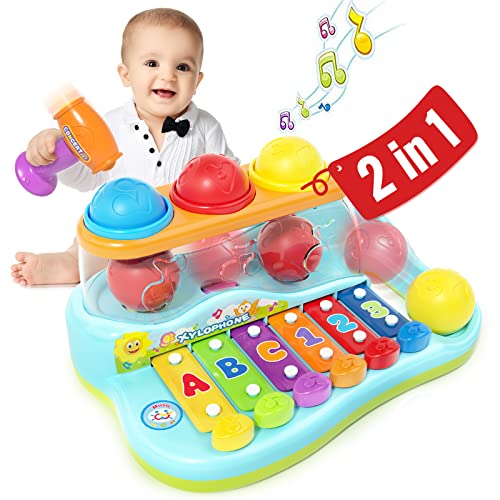 HOLA Spielzeug für 1 Jahr alte Jungen und Mädchen Spielzeug, 2 in 1 Pfund Ball mit Xylophone Musikspielzeug für Mädchen und Jungen Geschenke von HOLA