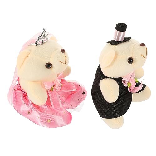 HOLIDYOYO 1 Paar dekorative Bärenpuppe Dekoration Schlafzimmer Bedroom Decoration Dekoration für Hochzeitsfeier Living Room Decoration spielsachen Toys Paar Bärenpuppe Stofftier Bär Plüsch von HOLIDYOYO