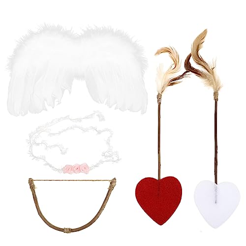 HOLIDYOYO 1 Set Engel Amor Kostüm Set Amor Pfeil Und Bogen Flügel Stirnband Neugeborenes Baby Kostüm Set Valentinstag Kostüm Foto Requisiten Für Kinder Cosplay von HOLIDYOYO