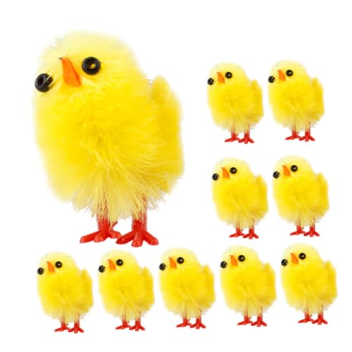 HOLIDYOYO 10 Stück Osterkükenspielzeug Kleine Hühnerfiguren Gefälscht Wohnkultur Küken Figuren Karikatur Süße Hühnerverzierung Urlaub Ornamente Winzige Hühner Miniatur Zinn Beflockung Yellow von HOLIDYOYO