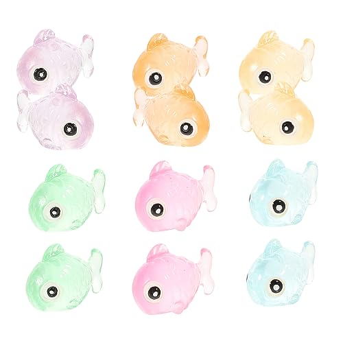 HOLIDYOYO 12 Stck Teiliges Mini Leuchtende Fischfiguren Nachtglühende Resin Dekoration für Aquarium und Miniaturgärten Realistische Fische Rot Grün Blau Orange von HOLIDYOYO