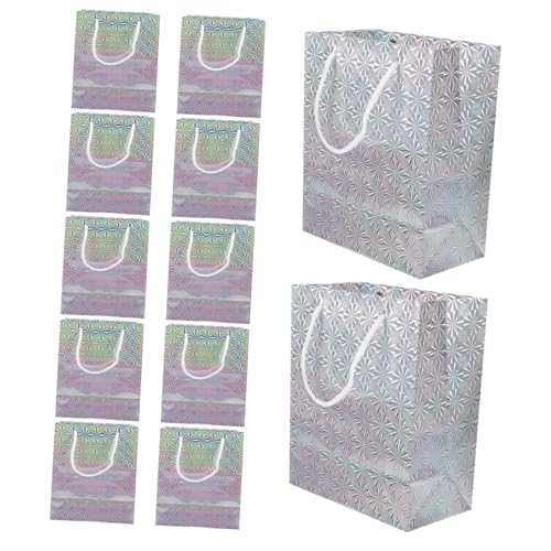 HOLIDYOYO 12stücke Große Dekorative Papiertüten Glänzende Silberne Geschenktaschen Für Hochzeiten Partys Und Feiertage Für Kleine Und Mitbringsel von HOLIDYOYO
