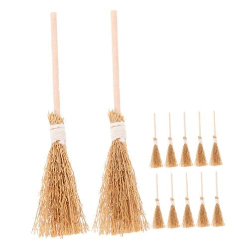 HOLIDYOYO 12 Stück Teiliges Mini Hexenbesen aus Natürlichem Stroh Realistische Miniaturbesen Leichter Deko Besen für Halloween DIY Bastelbedarf und Kleine Hausdekoration Vielseitige von HOLIDYOYO