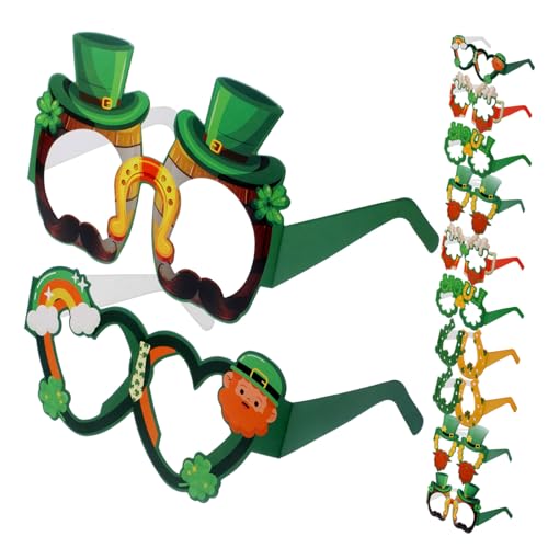HOLIDYOYO 12 Stück party dekoration gläser Kleeblatt- Grüne Kleeblatt-Brille Kleeblatt-Partybrille Urlaubsbrillen Requisiten Party Gefälligkeiten Party-Brillengestelle Papier von HOLIDYOYO