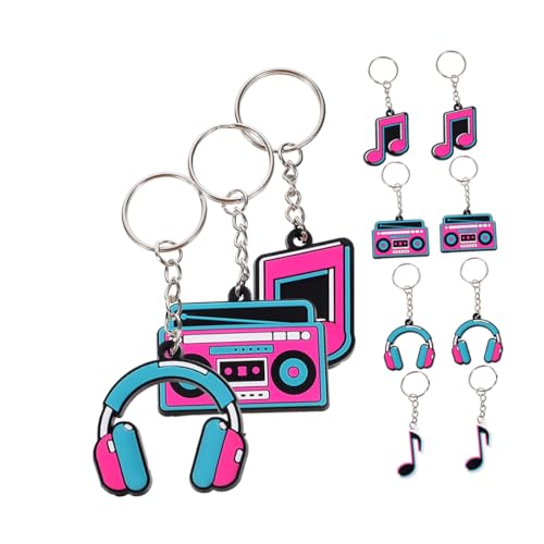 HOLIDYOYO 12-teiliges Set Musik-party-schlüsselanhänger Musikschlüsselanhänger Notizen Dekoration Musikalische Gastgeschenke Musical Kind Schlüsselbund Musiknoten Karaoke Retro Pvc von HOLIDYOYO