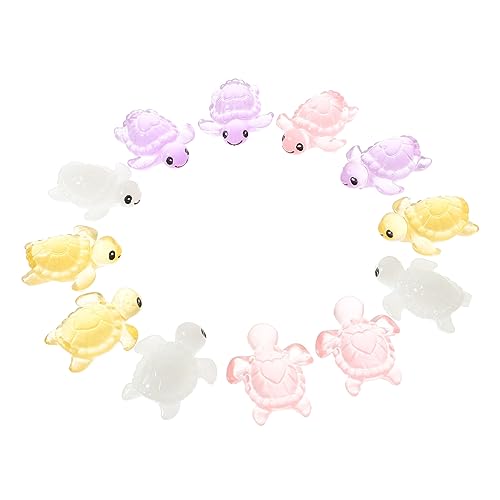 HOLIDYOYO 12stücke Leuchtende Mini Schildkröten Deko Figuren Glühende Kleine Turtle Ornamente Für Aquarien Terrarien Und Tischdekoration Resin Material in Blau Grün Orange Rosa von HOLIDYOYO