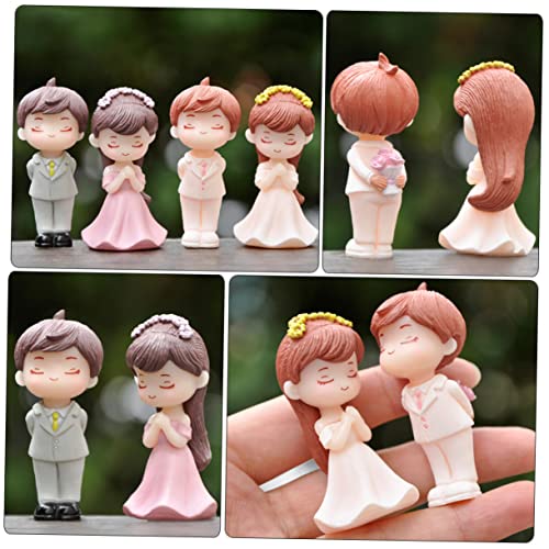 HOLIDYOYO 2 Paare Hochzeitsdeko Brautpaar Figuren Hochzeitspaar Tortenfigur Cartoon Tischdeko Kompakte Kreative Cake Decor Valentinstagsgeschenk Freundin Ehefrau von HOLIDYOYO
